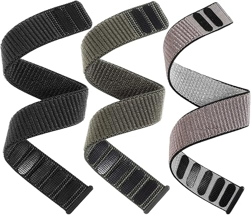 Paquete de 3 correas de nailon con velcro compatibles con Garmin Fenix 7Fenix 6Fenix 5, correa deportiva de 0.866 pulgadas para Garmin Fenix 7 Pro6