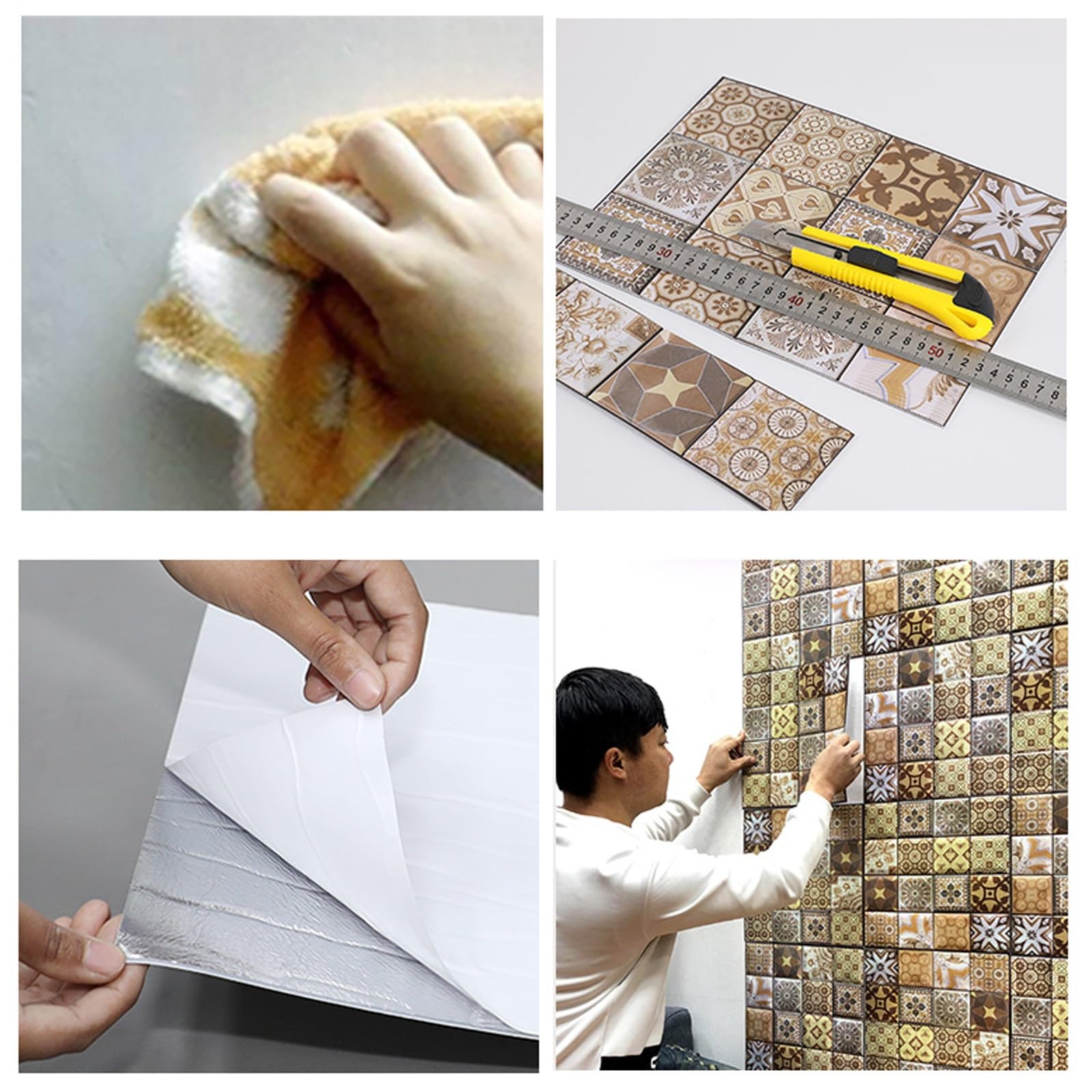 Papel Pintado 3D Ladrillo Revestimiento Pared Efecto Ladrillo 3D Paneles Revestimiento Pared Ladrillo Papel Pintado Pared Ladrillo, para Cocina(E,30x30cm(12x12in) 5pcs)