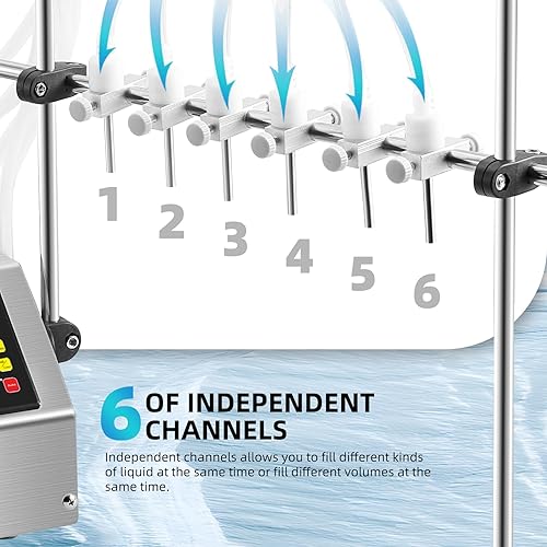 Miniatura 3 de Máquina de llenado de líquidos de 6 cabezales Máquina embotelladora automática de llenado de botellas de 2-135 onzas Control digital para jugo,