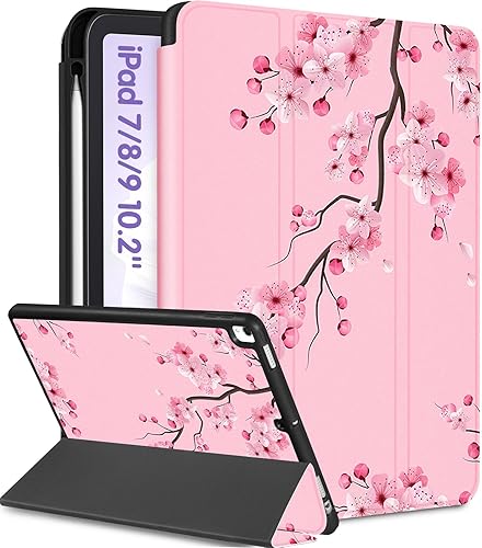 Miniatura 12 de Funda para iPad de 9ª/8ª/7ª Generación de 10.2 Pulgadas para Niñas Lindas Mujeres Folio Cubierta Inteligente con Soporte para Lápiz Libro de Horror