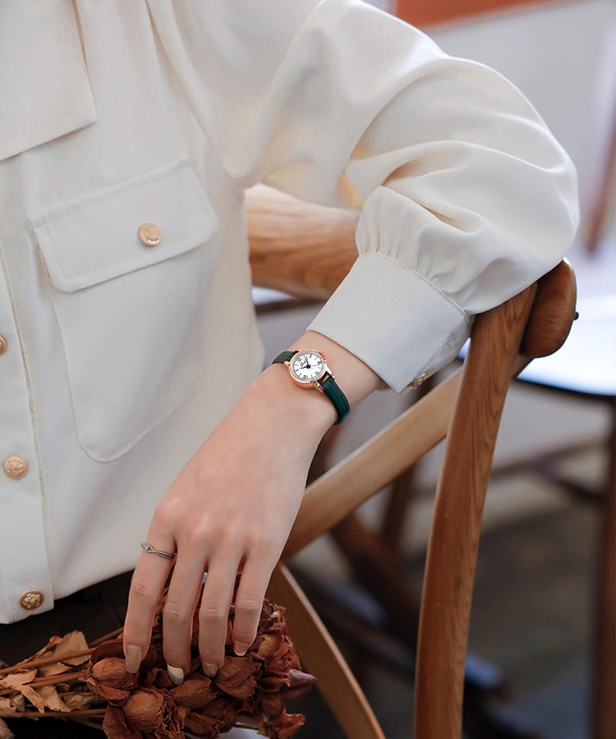 Vintage Watches for Women Fashion Classic Waterproof Wistwatch Dainty Quartz Ladies Bracelet Watch with Leather Strap - Image 4