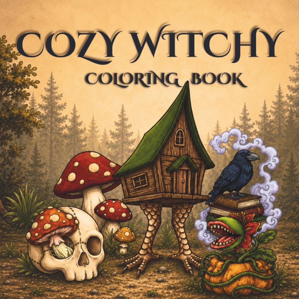 Cozy Witchy Coloring Book: For Adults And Teens 42 Magical and Cute Witchcraft Illustrations
