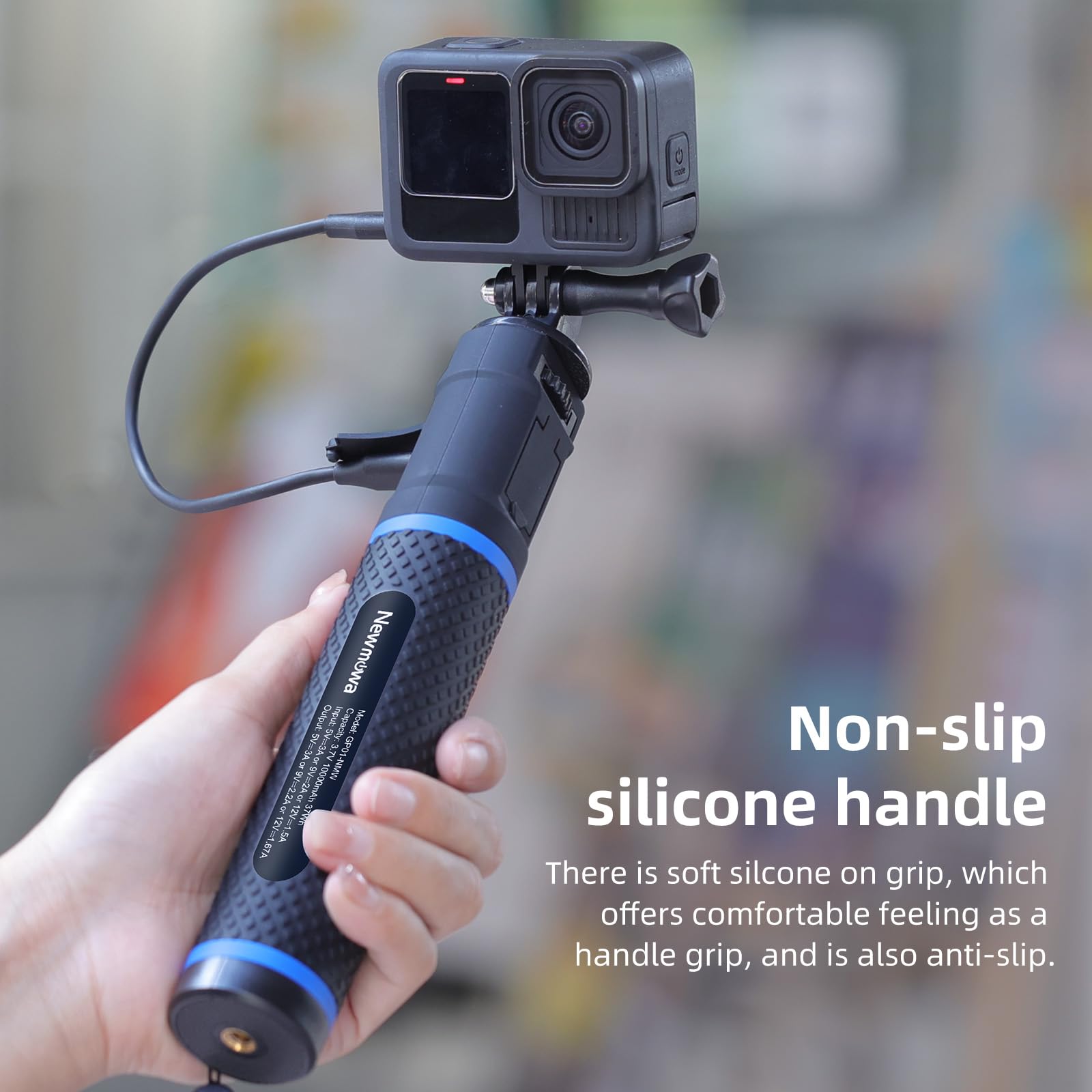 Newmowa 10000mAh Impugnatura Power Bank Treppiede per Action Camera & Phone | Ricarica Rapida PD/QC, Impugnatura Power Bank Portatile per GoPro Hero DJI Action Camera Insta360 Fotocamera Digitale & Phone