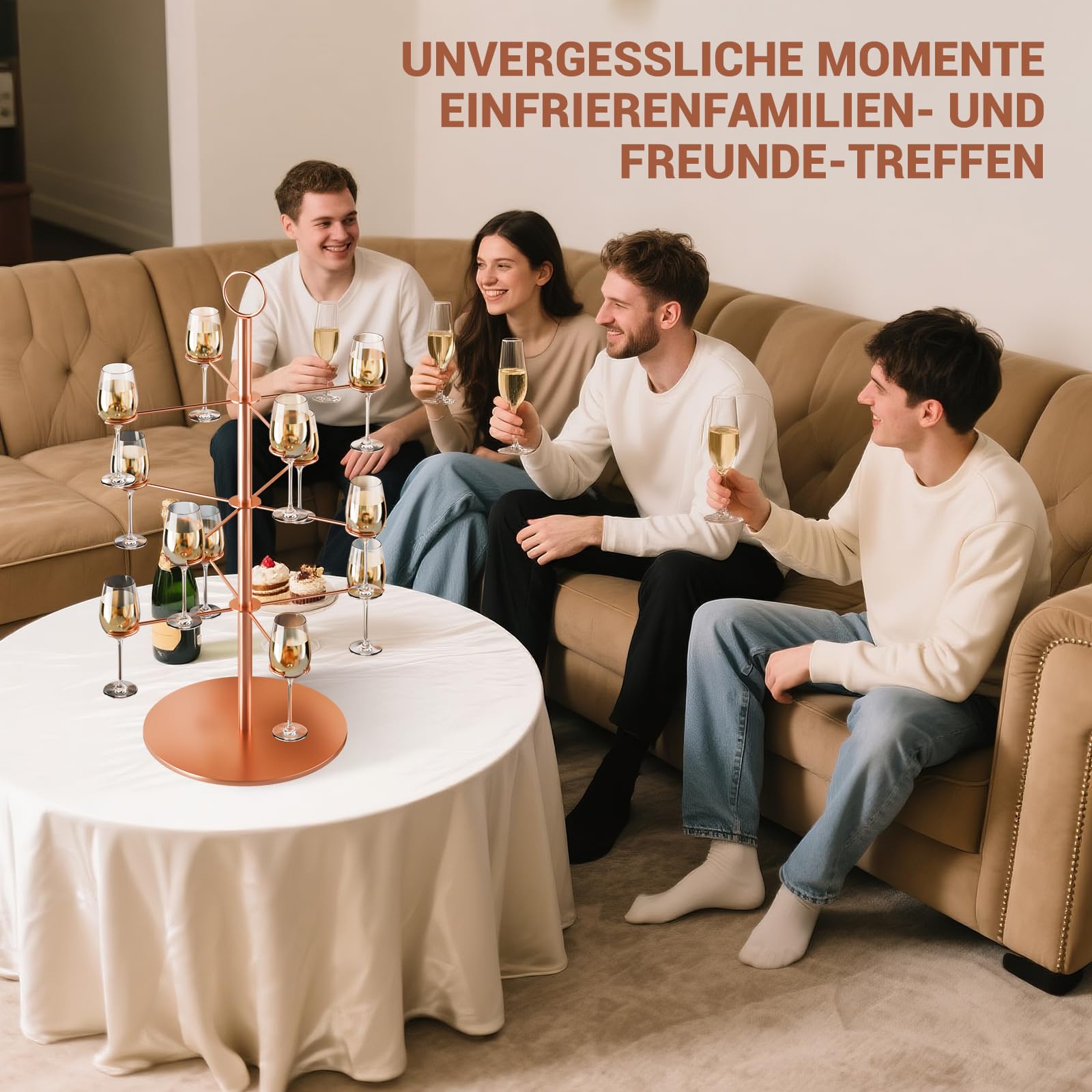 Getränke Tower, Aperol Tower Abnehmbar Champagner Turm, 3 Etagen 12 Gläser Aperol Baum Cocktailbaumständer, Metall Aperol Ständer Sarti Aperitif Weingläser Tum für Party, Hochzeiten, Kneipen, Zuhause
