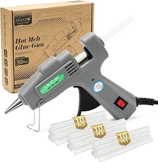 SHJADE Mini Hot Glue Gun Kit with 30 Glue Sticks - 1-2 Min Fast Preheat, High Temp for Crafts, DIY Arts & Home Repairs (Grey)