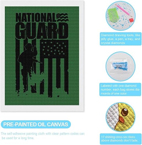 Miniatura 3 de National Guard Patriotic Army American Flag DIY 5D Diamond Art Painting Kits Crystal Full Drill Cross Stitch Pictures Arts Craft for Wall Decoration