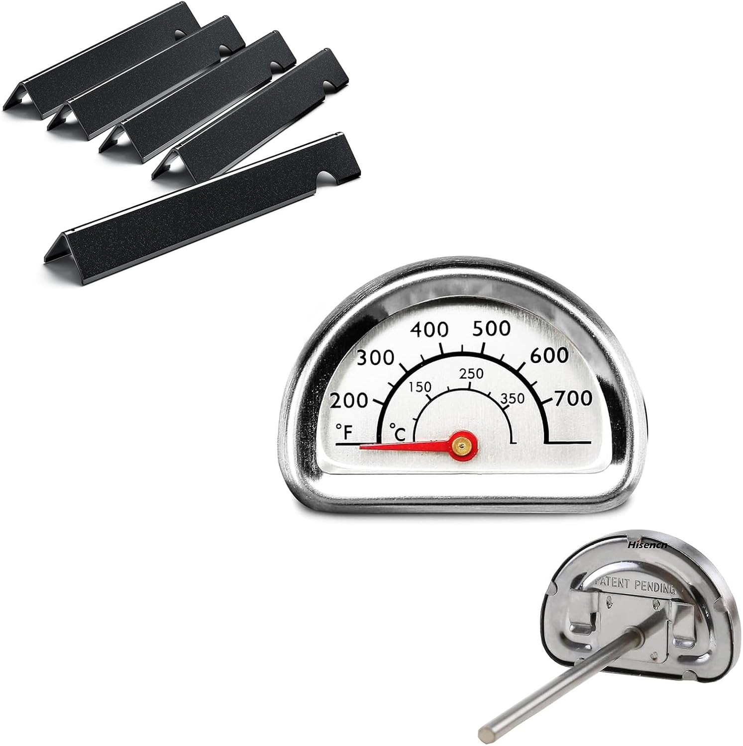 Hisencn 66032 Flavorizer Bars for Weber Genesis II 300 Series Gas Grills (2017 and Newer),G351-0076-W1 Temp Gauge 16 GA Flavor Bars for Weber GS4 Genesis II Parts