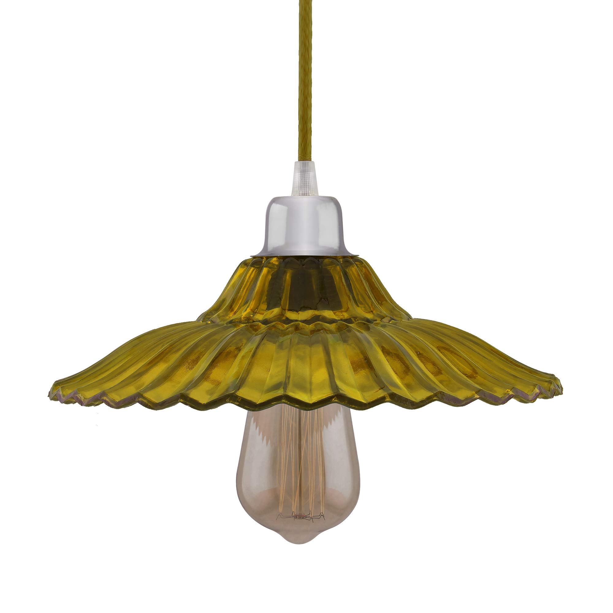 Vintage Yellow Pendant Light - Retro Industrial Chandelier -3