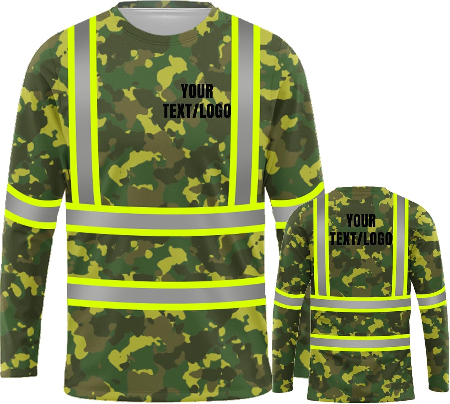 High Visibility Custom Safety Shirts for Men，Long Sleeve Crewneck T-Shirt