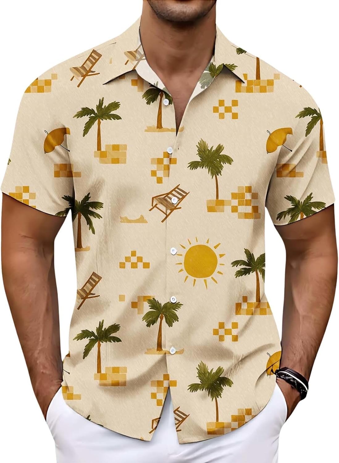 Mens Hawaiian Shirt Short Sleeve Button Down Shirts Tropical Floral Summer Beach Shirts