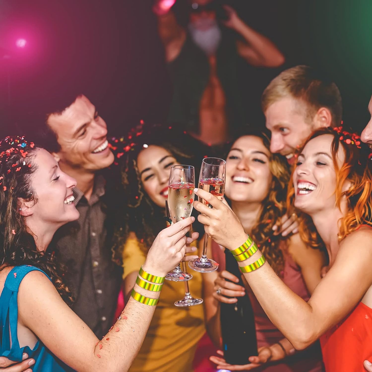 Ctosree 500 Pack Holographic Plastic Wristbands Paper Wrist Bands Waterproof Neon Wristbands for Water Parks Concerts Festivals Party Conferences Security Admission(Gold,Classic) - Image 2