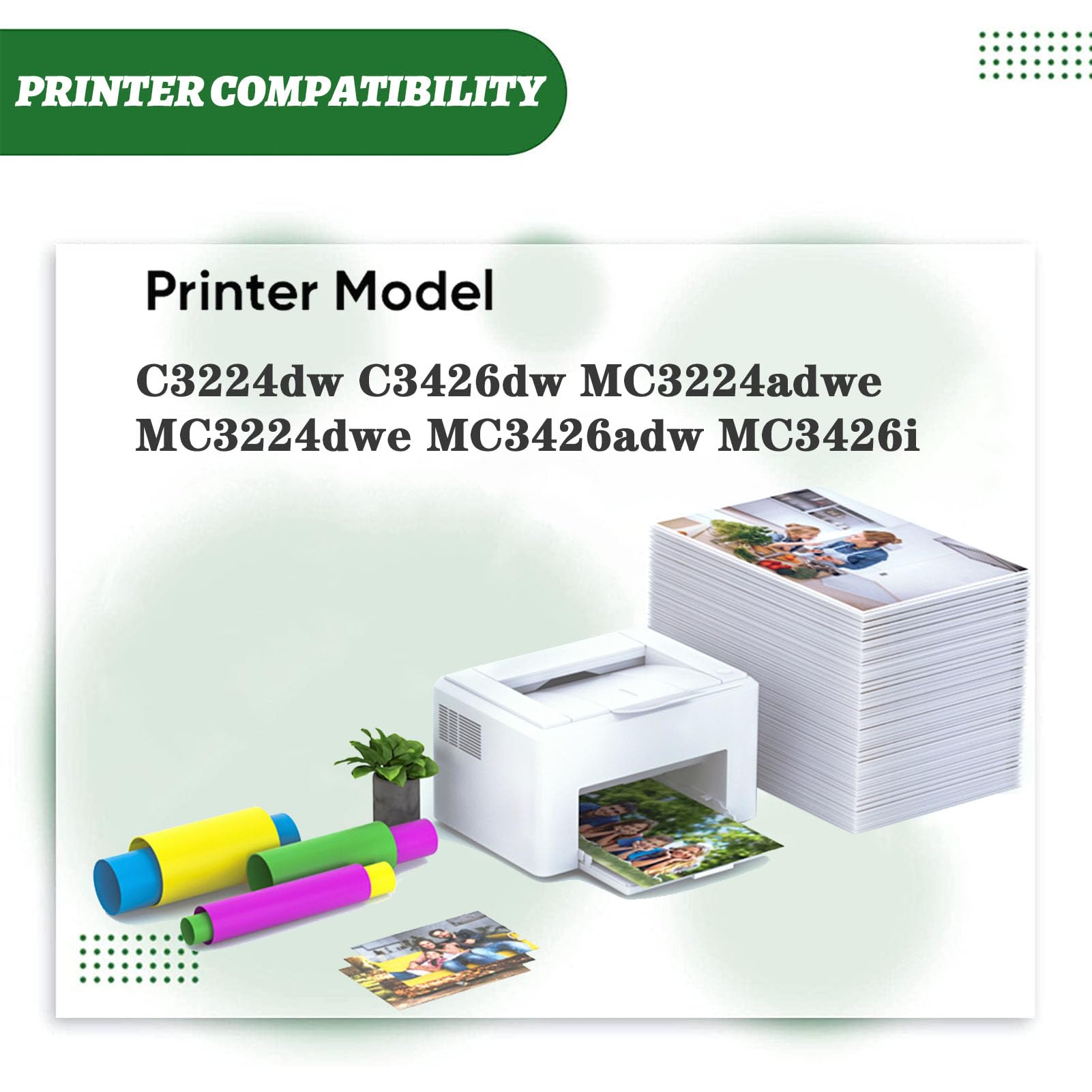 PuCio C3220K0 C3220C0 C3220Y0 C3220M0 Cartuccia di Toner Ad Alta capacità Compatibile per Lexmark C3224DW C3426DW MC3224ADWE MC3224DWE MC3426ADW MC3426I Printers Magenta*1