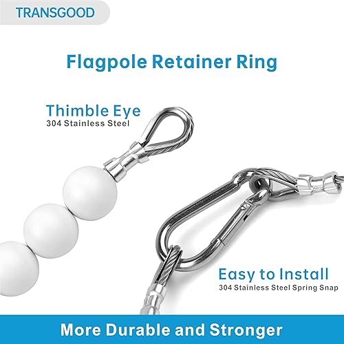 Miniatura 2 de TRANSGOOD Anillo de retención para asta de bandera para mantener la bandera cerca del poste para poste de 2 a 3 pulgadas de diámetro, cuentas