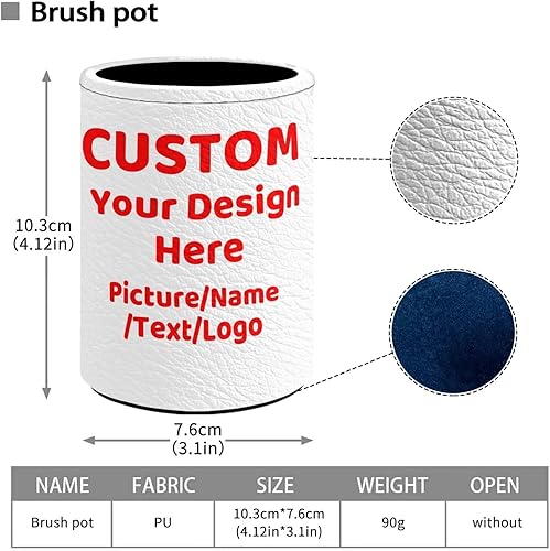 Miniatura 5 de Tuoxiukan Portalápices personalizado para escritorio con imagen con nombre, soporte para bolígrafo personalizado, gran capacidad, cuero sintético,