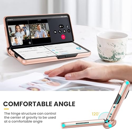 Miniatura 5 de Ruky Funda para Samsung Galaxy Z Fold 4 con soporte, carcasas de protección de bisagra con protector de pantalla integrado de piel sintética de