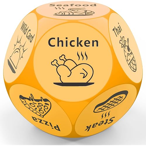Fathers Day Dad Gift for Dad from Daughter Son Wife, Date Night Food Dice, Anniversary Birthday Wedding Couples Gifts for Him Her Men Women Husband Boyfriend Girlfriend (Yellow)