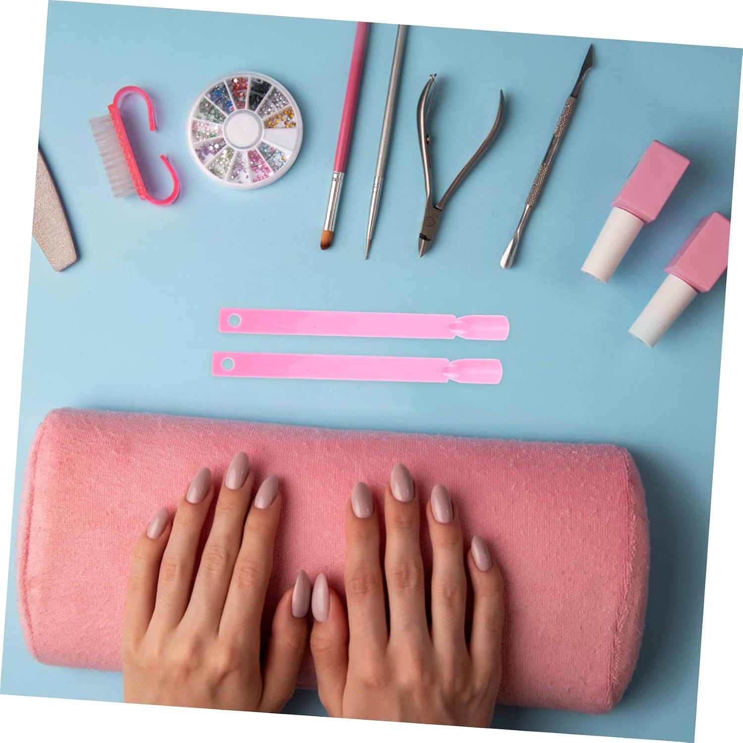 150pcs Pink Nail Display Sticks Ring Nail Art Practice Tips for Polish Collection and Training Fan-shaped Design for Beginners and Professionals