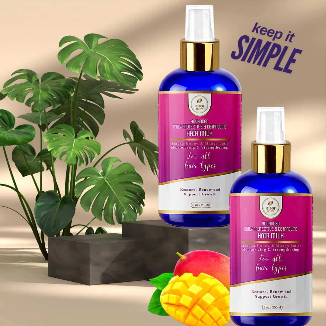 Advanced Daily Protective & Detangling Hair Milk | Nourishing Organic Leave-In Conditioning Repair and Renew Dry and damaged hair. Reduce Breakage and Support Hair Growth. 8 fl oz - Image 5