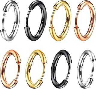 4/5 pares de Pendientes los Aros las Mujeres Hombres Acero inoxidable8 10 12 14 redondo mini/grandes que cuelgan la Joyería de Oro Rosa Plata Negro Oro