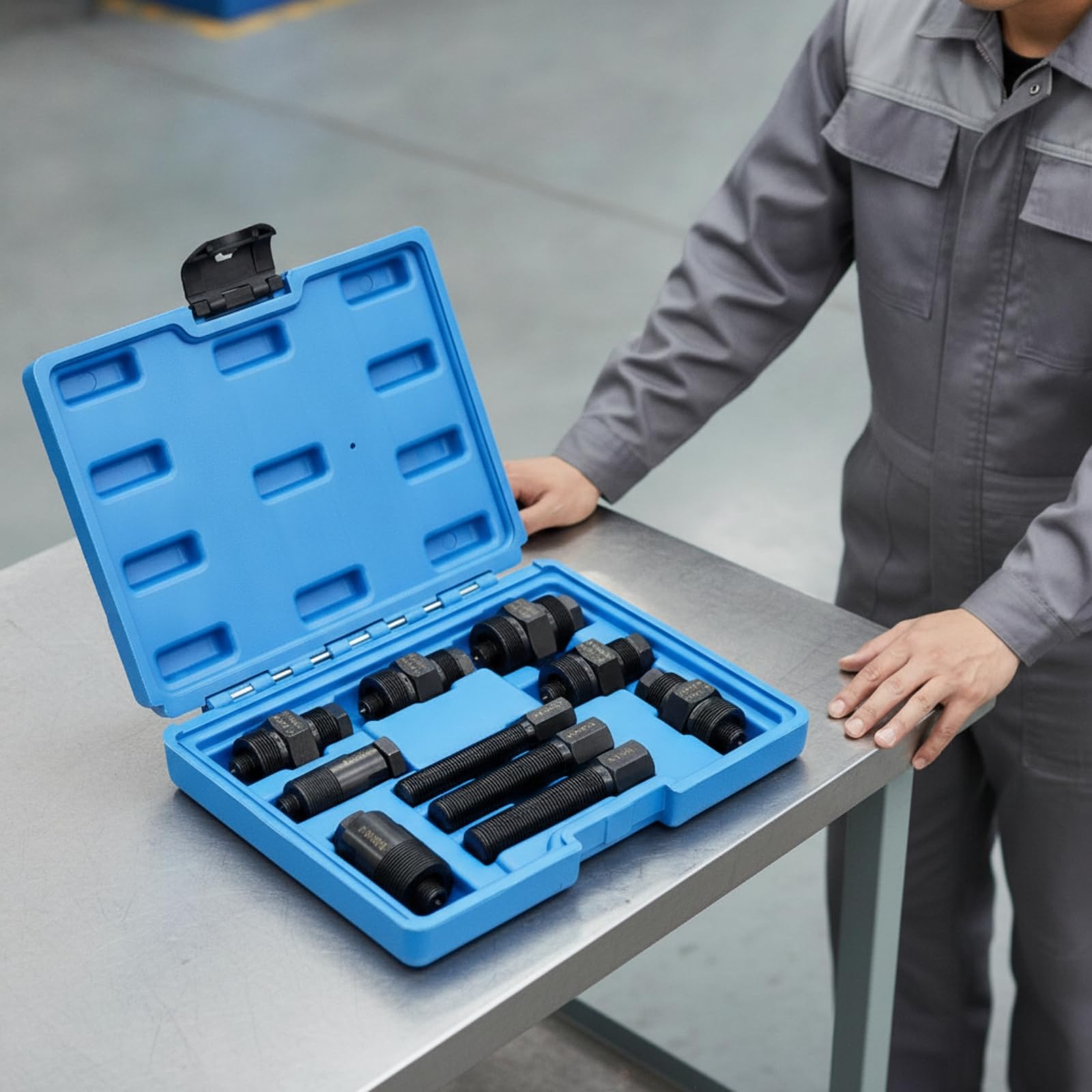 Schwungradabzieher Werkzeug Set Abzieher Gewindeadapter Kit Reparatursatz Kohlenstoffstahl Solide Konstruktion Sicheres Trennen für Motorradservice, Blau