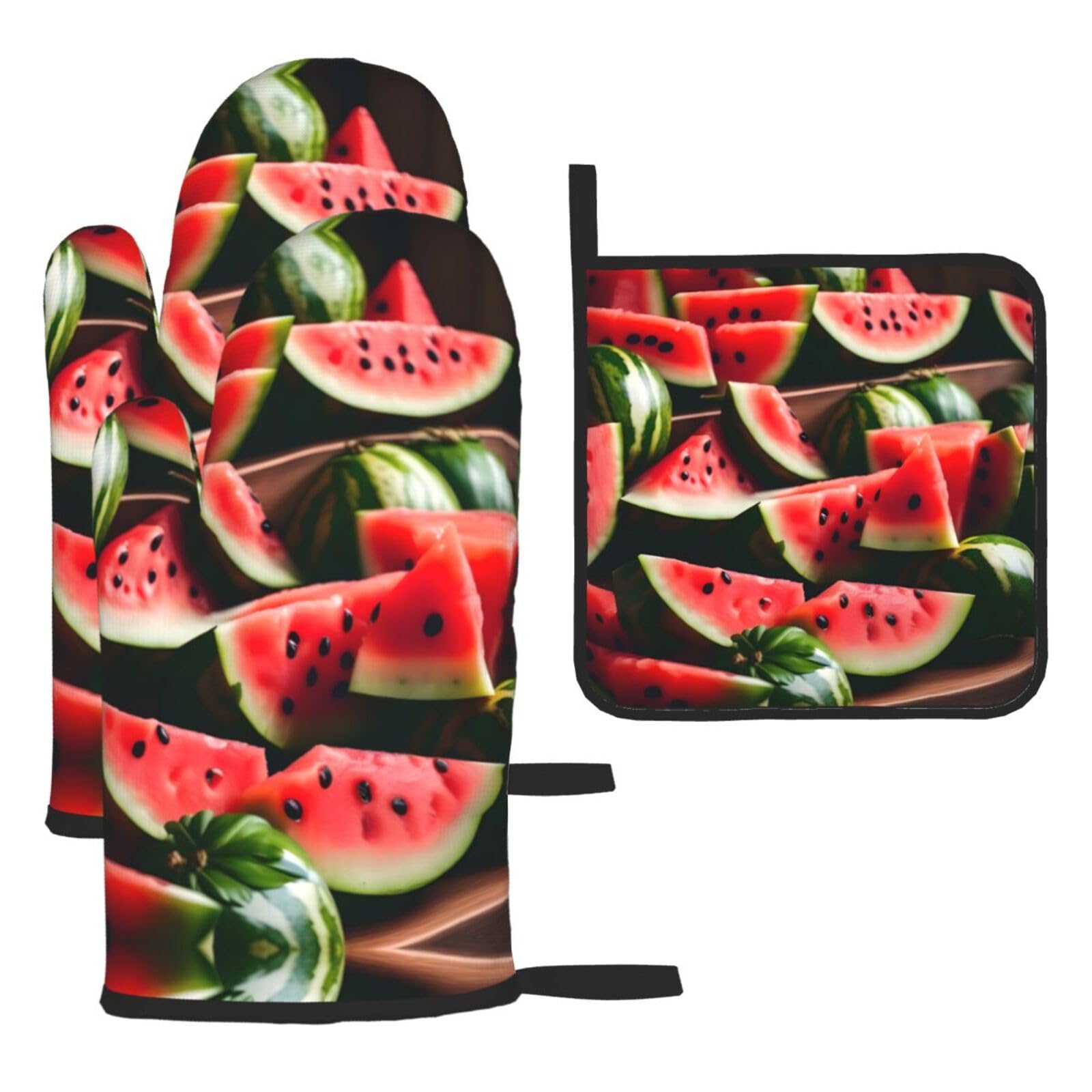 Watermelon Fresh Fruit Christmas Oven Mitts,Cute Cooking Glove,Heat Resistant,Oven Mitts Gift for Mom,Housewarming