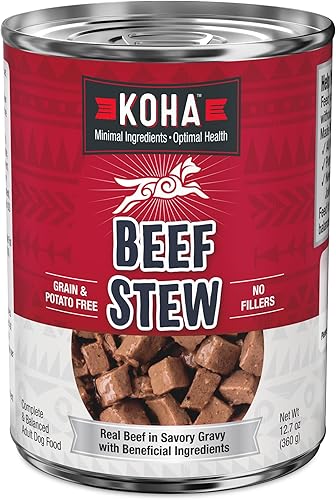 KOHA Estofado de carne de res con ingredientes mínimos para perros, alimento para perros con alto contenido de proteínas y ingredientes limitados,