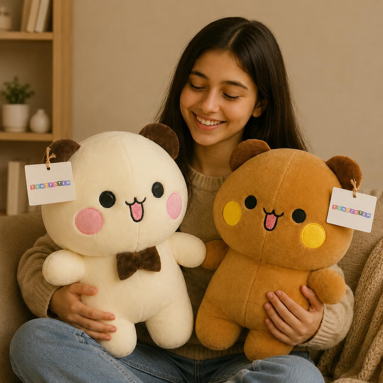 Bubu Dudu Soft Toy for Kids Bear Panda Plush Toy Birthday Gifts for Girls & Boys Couple Cute Kawaii Stuffed Animal Plush Doll Premium Hug Pillow Sleeping Buddy Room Decor Pack of 2 (35 cm)-image-12