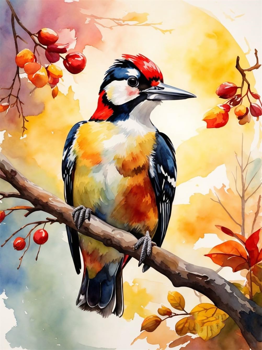 Meecaa Cross Stitch Kits 11 Count Stamped, Bird Animal Tree Berry Embroidery Kit with Accessories Pre Printed (40CMx50CM) (Bird 1)