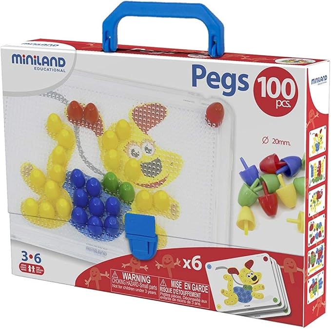 Miniland Pegs 20 mm (100 Piezas) - Primary Colors