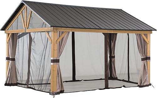 Vista 8 de SUNJOY Juego de cortinas de pared lateral de privacidad de cuatro lados para cenador Sunjoy de 9 x 9 pies, paneles de cortina de poliéster