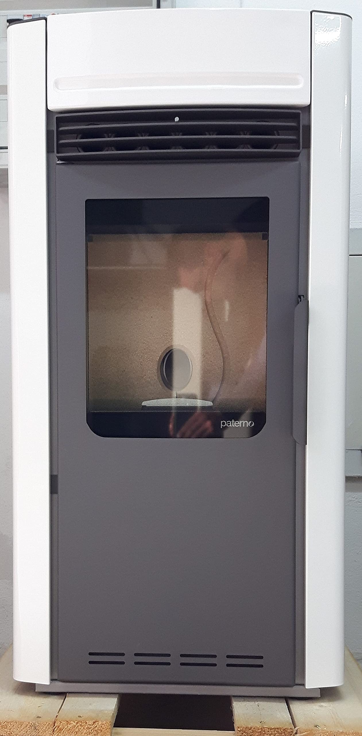 STUFA A PELLET PATERNO MODELLO ALICE PIU' VENTILATA ACCIAIO BIANCO 8,5 kw