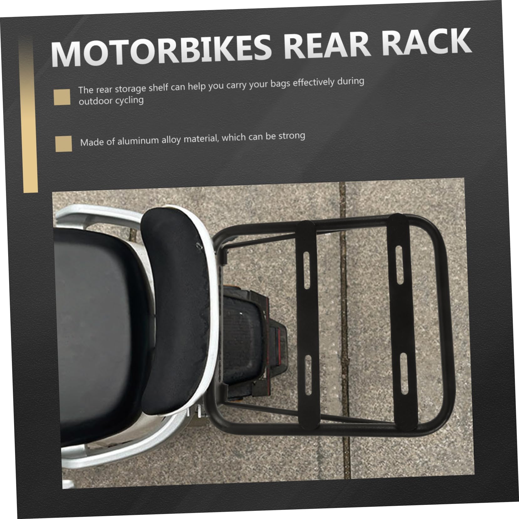 TOYANDONA Porte-Bagages Arrière de Moto Noir, en Alliage D'aluminium Support Allongé, Multifonction, Pratique et Sûr pour Usage Quotidien