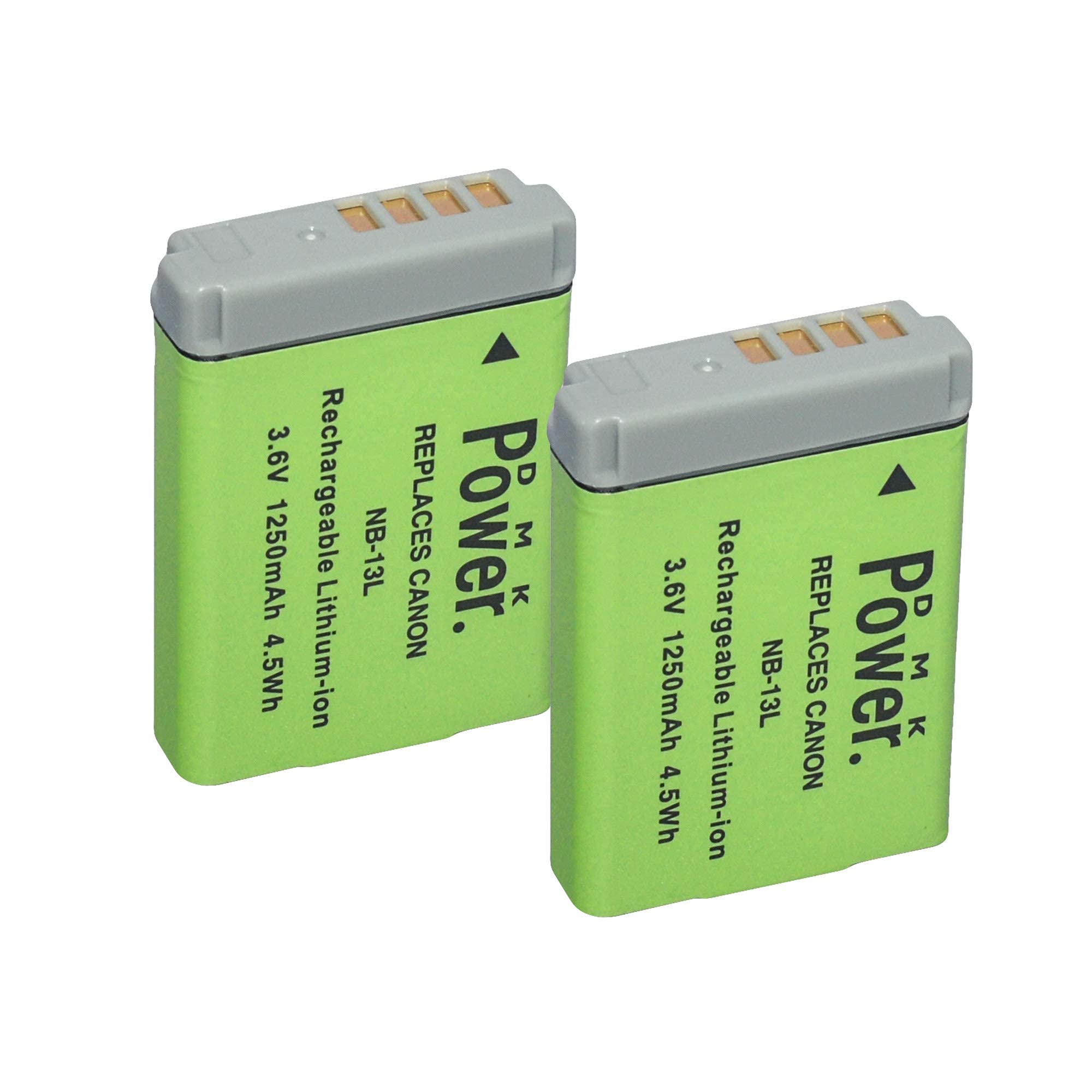 NB-13L DMK Power Replacement Battery (2 Pack) Compatible with Canon NB-13L and PowerShot G5X, G7X, G7 X Mark II, G9X, G9 X Mark II, G1 X Mark III, SX620, SX720, SX730, SX740