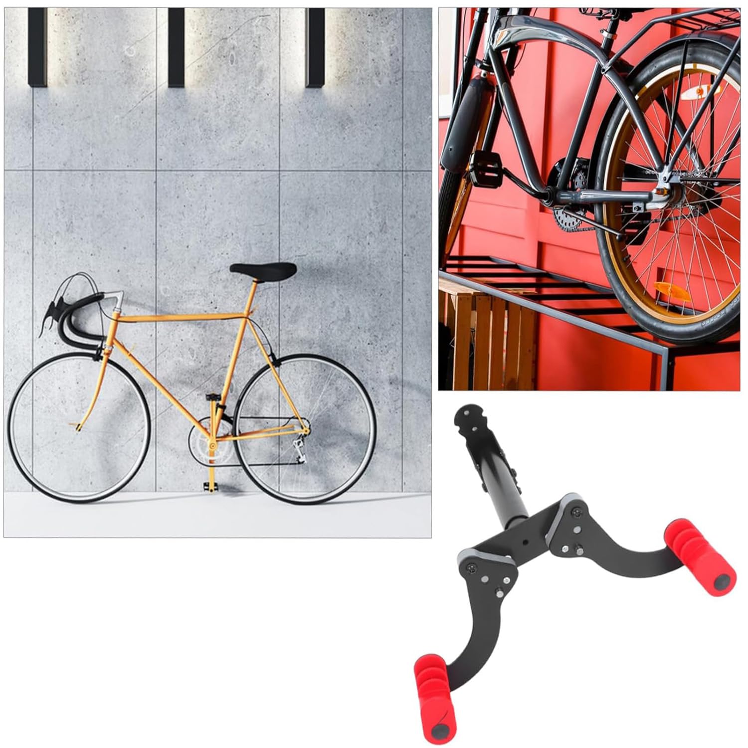 Fahrrad Wandhalterung – Verstellbare und Platzsparende Fahrradaufhängung für Garage, Wohnung & Keller – Horizontaler Fahrradhalter mit Gummischutz und Ratschenbefestigung, 8,7–12,6 Zoll Breite
