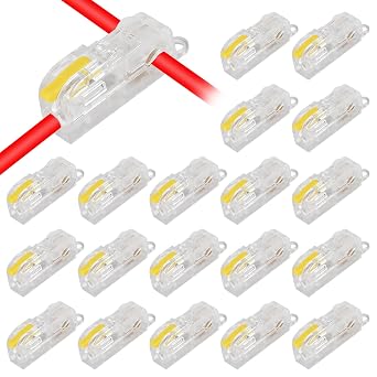 20PCS T Tap Wire Connectors Disconnect Terminals,Low Voltage Wire Splitter Connector Push-in, Lever Quick Wire Connectors 1in 1out Yellow