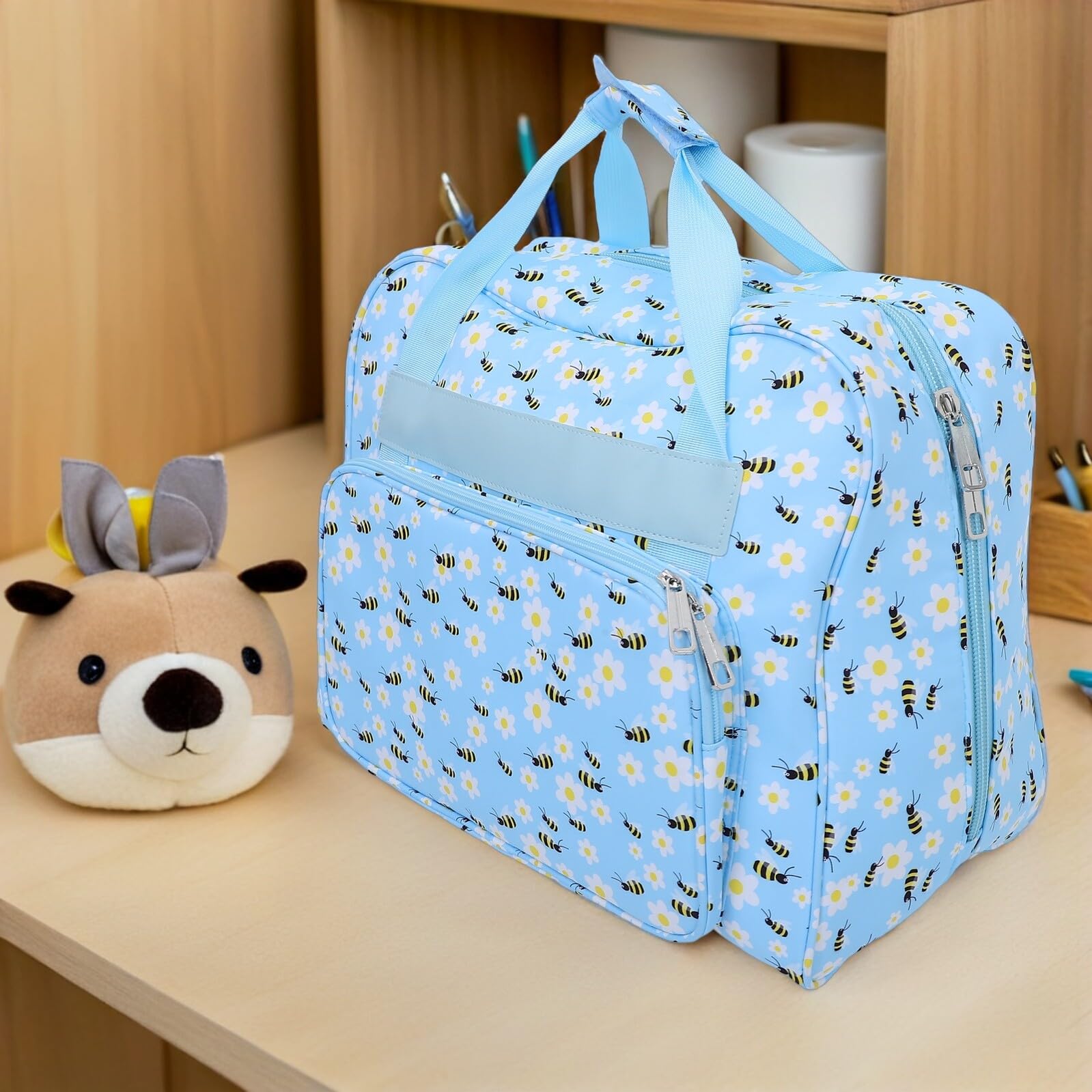 Gatuida Tragbare Nähmaschinentasche mit Trolley Multifunktionale Aufbewahrungstasche mit Mehreren Taschen Hängend und Platzsparend für Reisen und Strickzeug Organisation