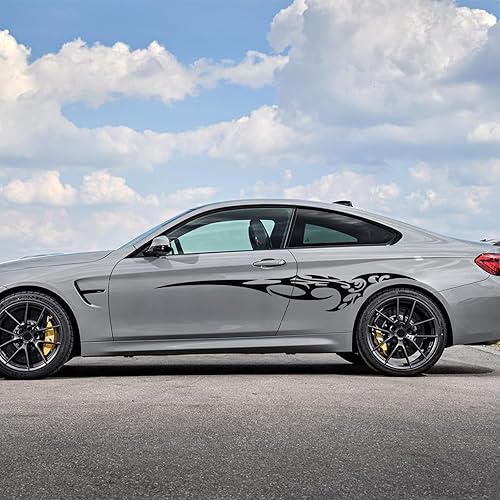 Miniatura 6 de YAMUDA Universal Racing Car Body Side Falda Pegatinas Coche Pegatinas Vinilo Negro YA34 (2PCS)