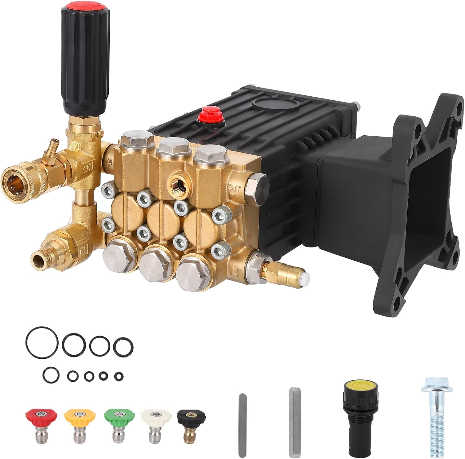 Pressure Washer Pump, 4000 PSI 4.4 GPM, 1" Horizontal Shaft Three-Layer Plunger, Direct Drive Replacement Kit Compatible with Simpson, MorFlex & Major Brands