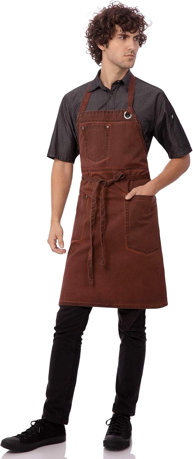 Chef Works unisex adult Dorset Bib Work Utility Apron, Rust, One Size US: Clothing
