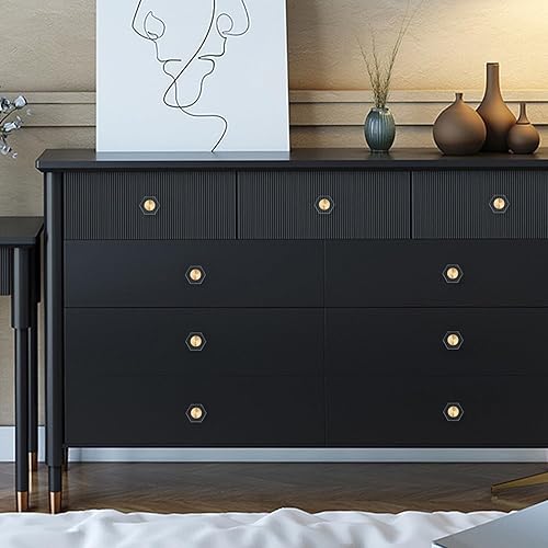 Miniatura 6 de RZDEAL 4 pomos de cristal y latón para cajones, hermosos pomos dorados para gabinetes de cocina, cajones y aparadores (redondos de 1-316 pulgadas)