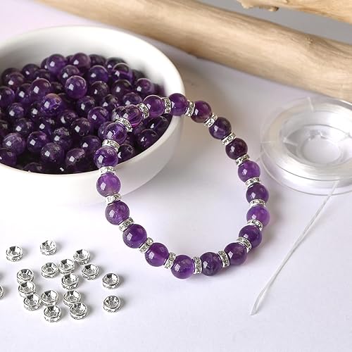 Vista 19 de Hixhro 120 cuentas de madera sueltas de wengué africano natural de 0.236 pulgadas para fabricación de joyas con cordón elástico de cristal y cuentas