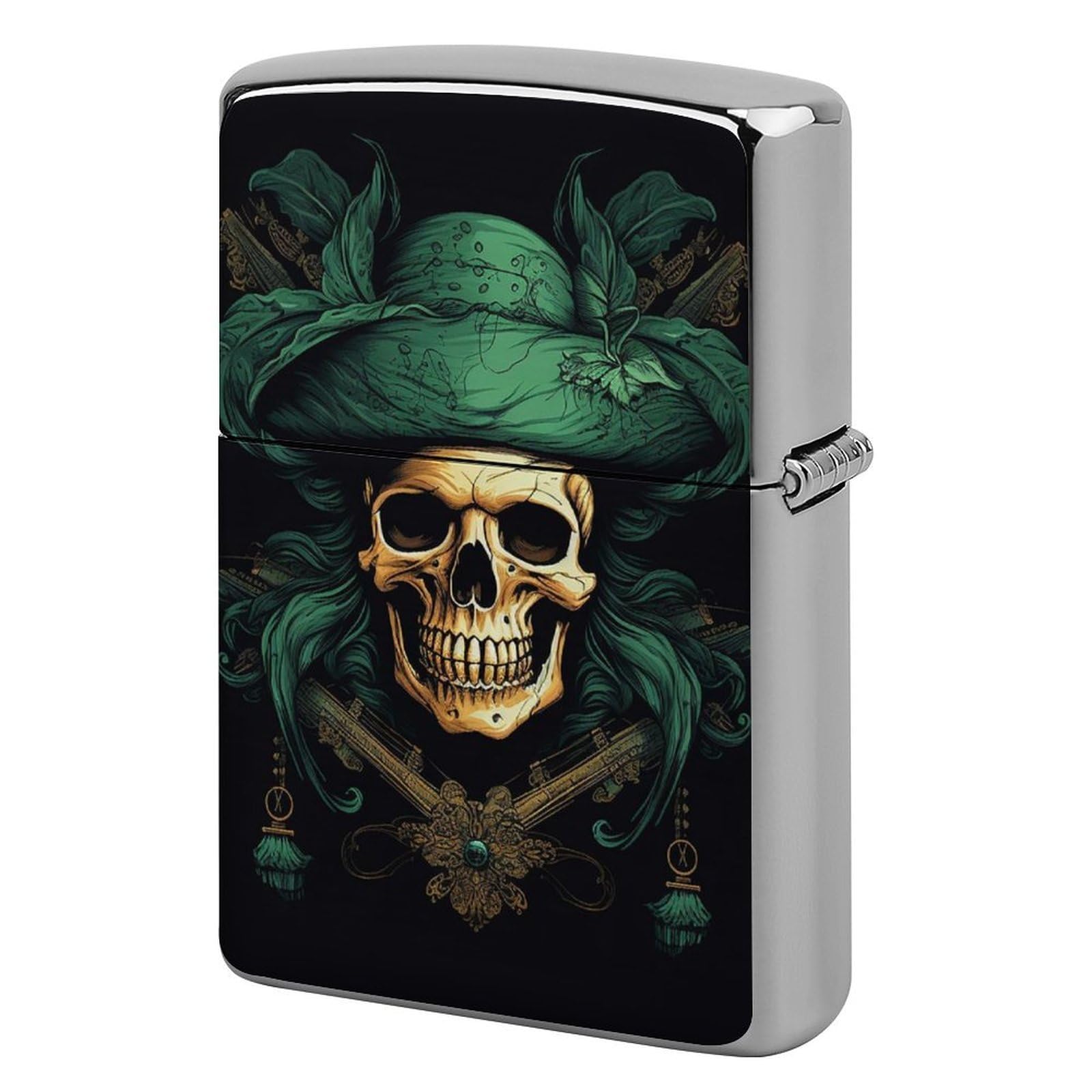Pirate Skull Lighter Case Vintage Metal Lighter Cover Reusable Lighter Protective Sleeve Unique Design Personalized Lighter Sleeve Holder Against Dust and Scratches