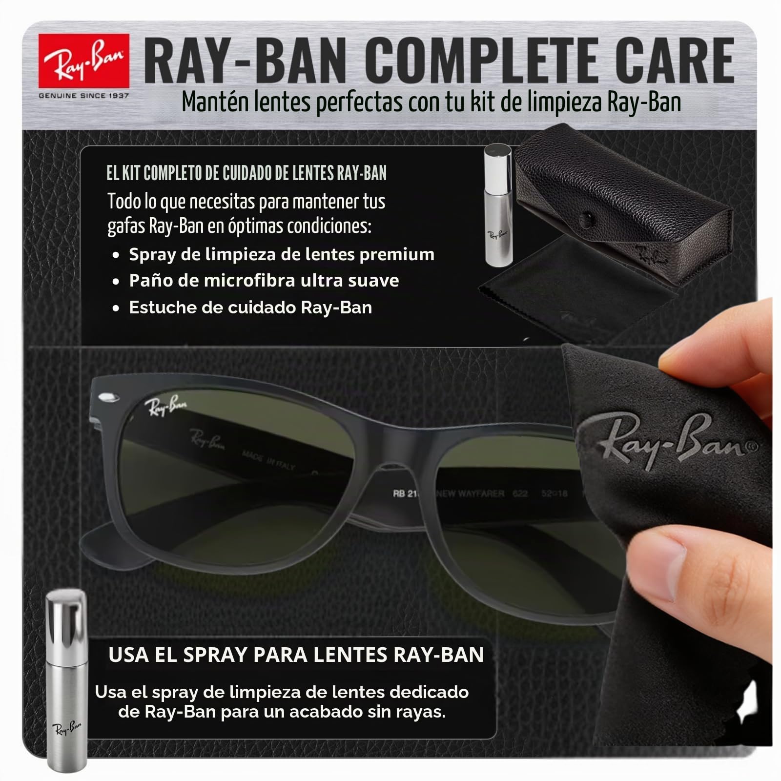 Ray-Ban RB2132 NEW WAYFARER Classic - Gafas de sol con kit oficial de gafas
