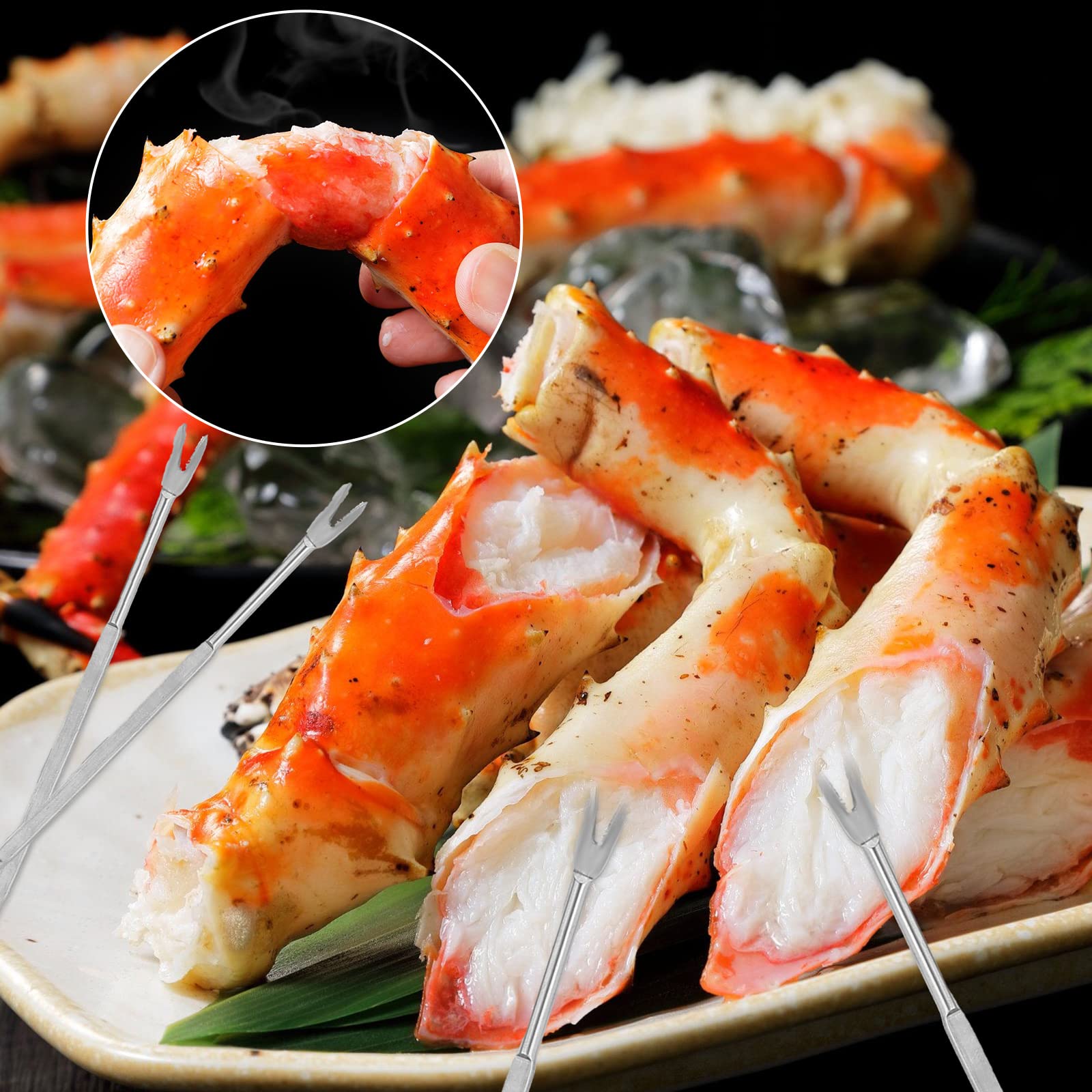 Juego de 81 herramientas de mariscos que incluye galletas de langosta, tenedores de mariscos de acero inoxidable y bolsa de almacenamiento, juego de galletas de langosta, abridor de mariscos para