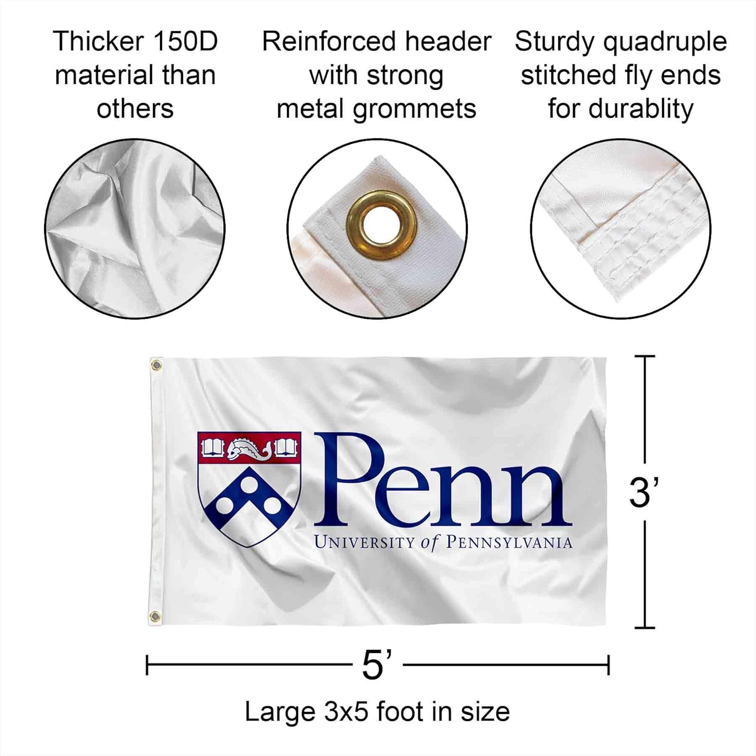 Penn Quakers White Flag - Image 2