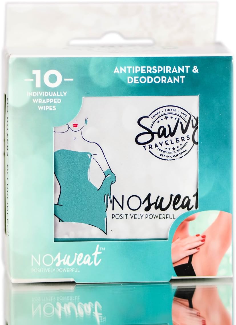 Savvy Travelers - Individualy Wipes- Antiperpirant, Deodorant, Underarm, Body Cleanser - Vitamin E - On The go - 10 ct