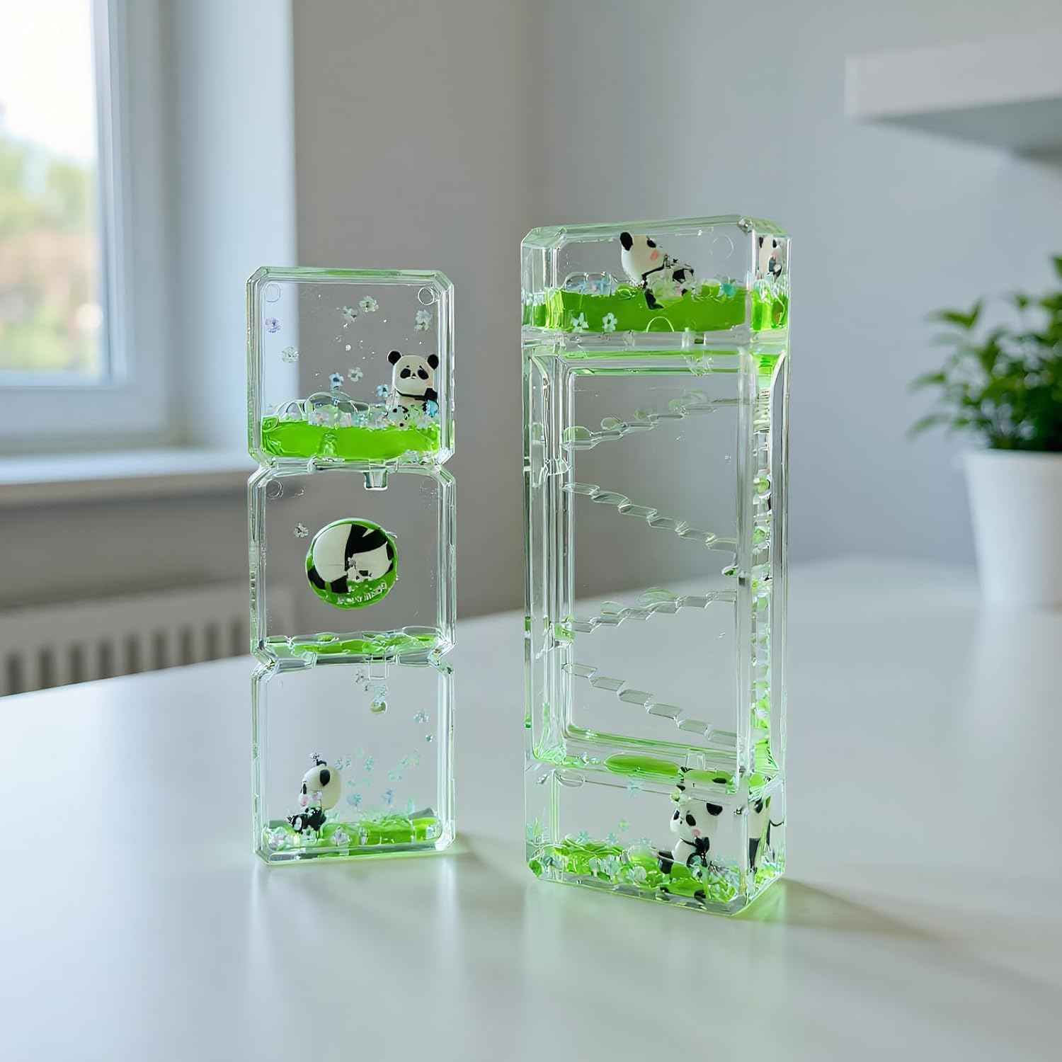 Panda Sensory Liquid Hourglass Motion Bubbler: Sleep Aid & ASMR Alternative with Hypnotic Flow Sounds, Blue Light Free, Zero Charging for Stress Relief, Office & Home Desktop Decor - Image 4