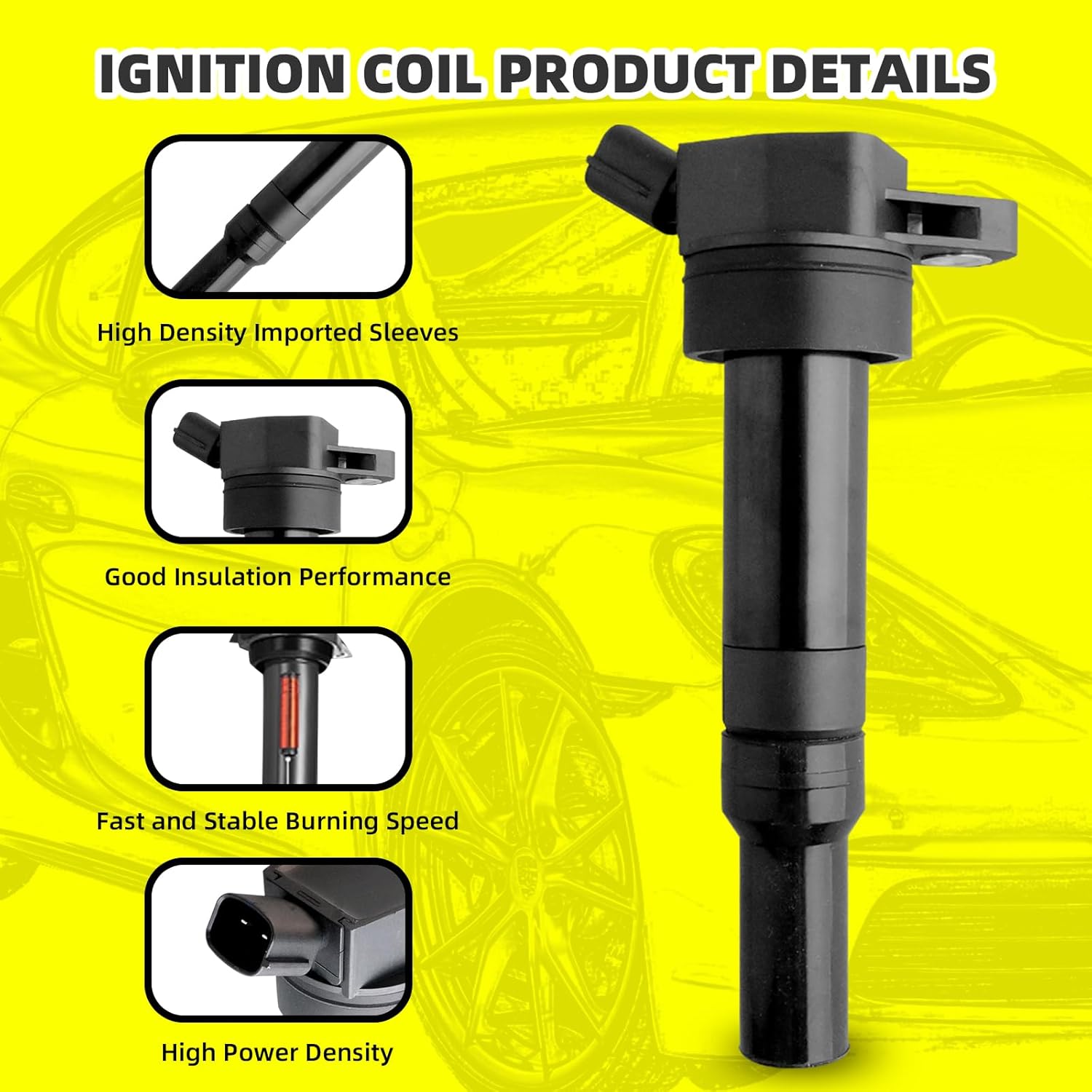 Set of 4 Ignition Coils Pack UF651 27300-2E000 & 4 PCS Iridium Spark Plugs Compatible with 2014-2015 Kia Soul Forte - 1.8L 2.0L Hyundai Tucson Elantra GT