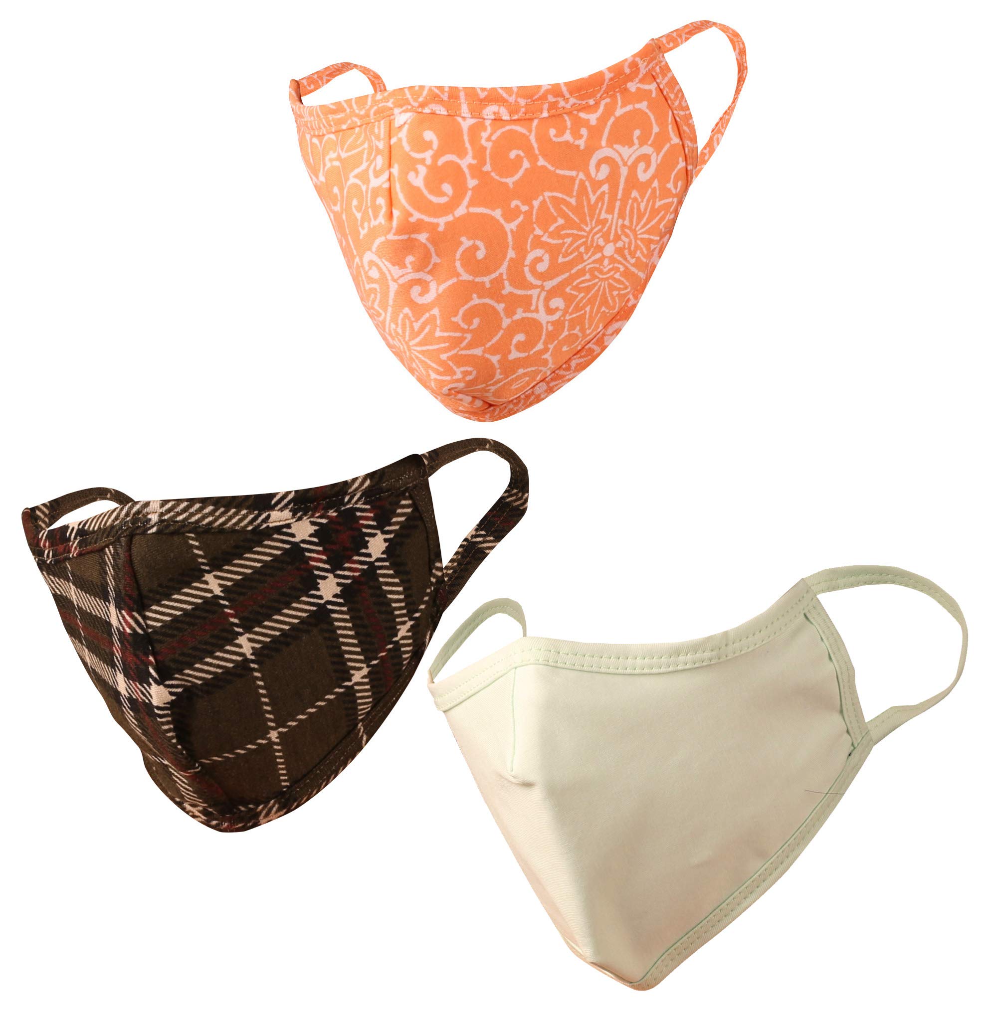 Face Masks Reusable Washable Handcrafted Indian pattern Colorful 100% Cotton Double Layer Fabric With Elastic earloops for comfortable snug fit unisex men women.