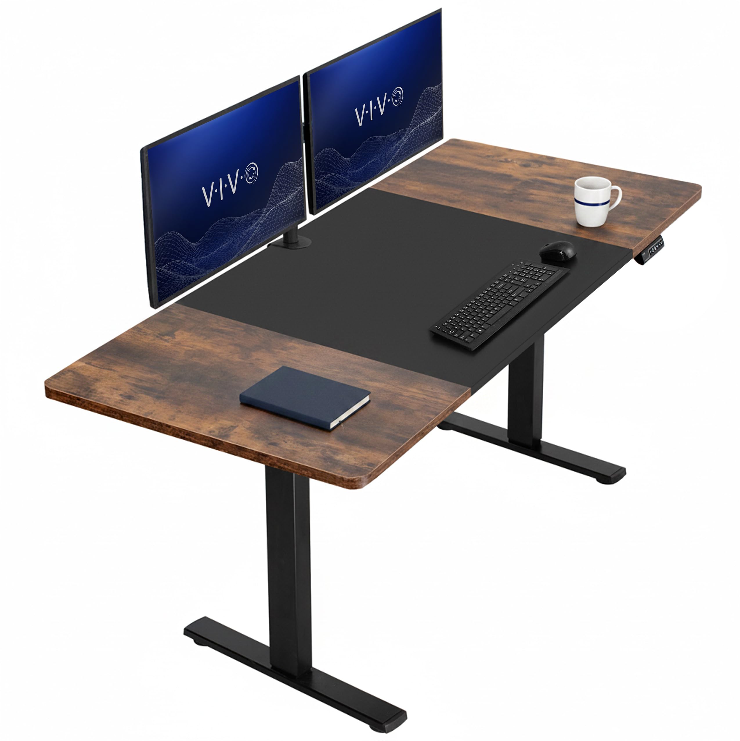 VIVO Black/Vintage Brown 71 x 30 in Standing Desk, DESK-KIT-1B7BN